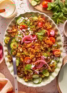 Beef Shawarma Crispy Rice Salad