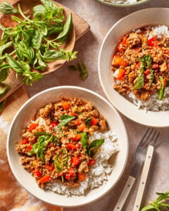 15-Minute Thai Basil Ground Chicken Bowls