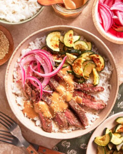 Miso Sesame Steak & Zucchini Bowls