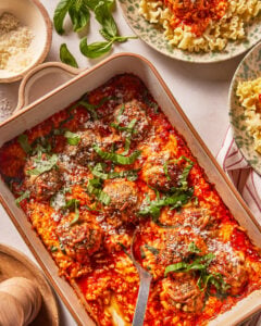 One Pan Chicken Parm Meatballs