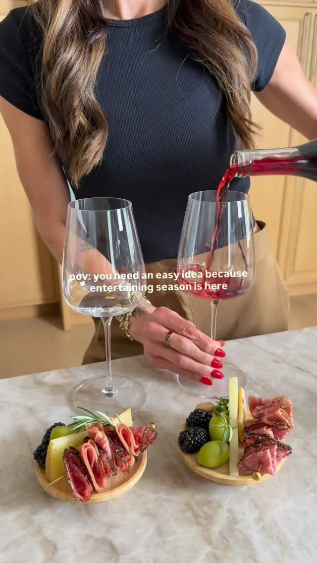 @kalejunkie ✨ comment LINK for these
charcuterie wine glass toppers-entertaining doesn’t need to be difficult. It should be easy and fun. These wood toppers are perfect for date night in or halloween/holiday parties.
Sometimes all you need is a little bite-save a plate and get these instead. #entertaining