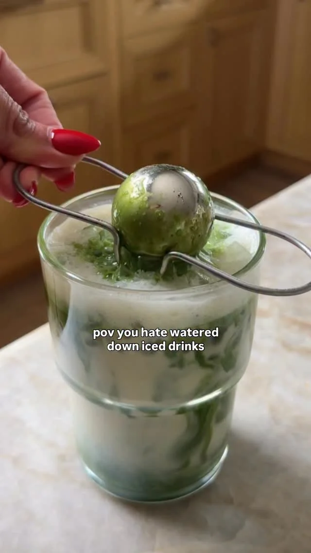 …and discovered frozen stainless steel balls that instantly cool down hot espresso, matcha, etc., so your ice doesn’t melt so fast. A little gadget I didn’t think I needed until I got it bc I hate watery drinks. Makes a great stocking stuffer too :) Comment LINK and I will DM it to you. They come in a set of 2 and I just keep them in the freezer.
