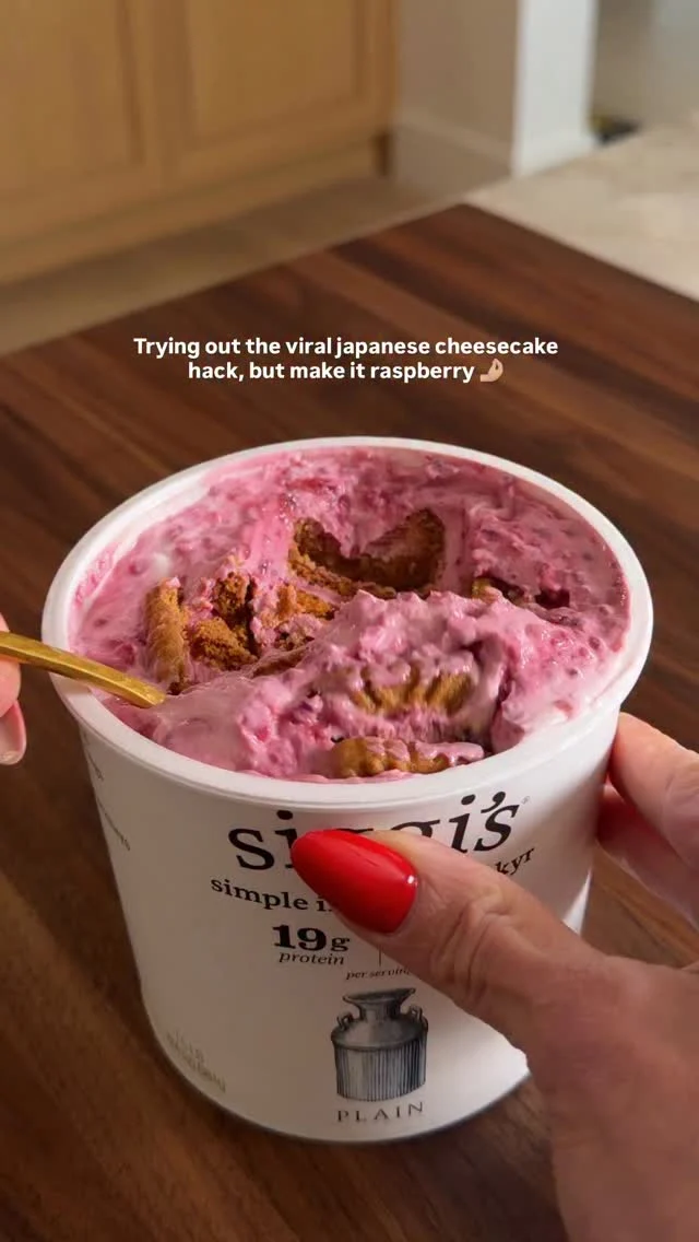 follow @kalejunkie for more and make the VIRAL 2-INGREDIENT JAPANESE CHEESECAKE HACK, but with raspberry jam for raspberry cheesecake—which now makes this 3 ingredients but who’s counting? [queue the internet trolls 🙃] I have to say—I am blown away at how delicious this is. You guys know I try all the viral food trends, and tbh my expectations were low for this one—until I tried it for myself and WOW. SOLD! AMAZING! 

👉🏼 I used my homemade raspberry chia jam recipe from the blog but any store bought jam will do. 

INGREDIENTS
Plain yogurt of choice 
Biscoff cookies
Raspberry jam (optional)

INSTRUCTIONS 
Add raspberry jam to plain yogurt and mix well.
You can do this in the yogurt container or transfer the yogurt to a meal prep container. Insert biscoff cookies. Cover and refrigerate for at least four hours or overnight. Enjoy!

viral recipes | food trends | 2026 trends