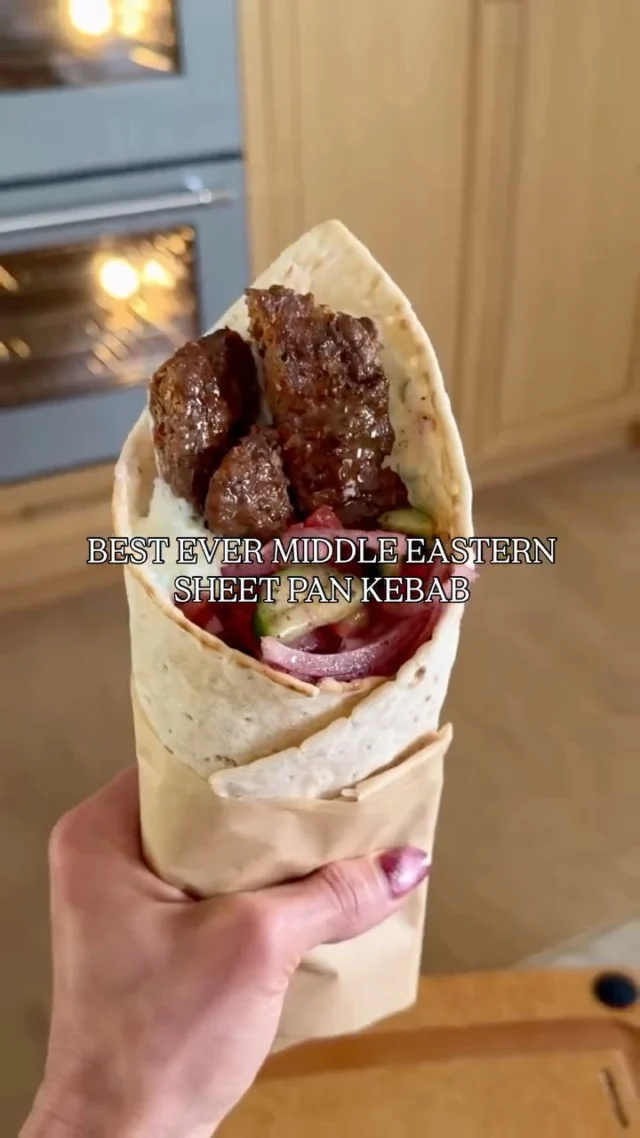 Follow me @kalejunkie and I will DM you the recipe to my viral middle eastern sheet pan kebab! This recipe is a winner! 🥇