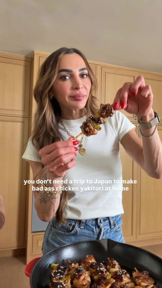 @kalejunkie ✨ EASY TERIYAKI CHICKEN YAKITORI, reminds me of my Japan trip last summer and now you can make these at home - no outdoor grill or grill pan required. You are going to LOVE THESE!⁣ 12/10! 😏
⁣
SAVE this post, SHARE with friends, and FOLLOW me @kalejunkie for more easy, delicious recipes!⁣
⁣
Makes 4 servings⁣
1 1/2 lbs boneless skinless chicken thighs, cut into bite size pieces⁣
2 bunches green onions, cut into 1 1/2” pieces ⁣
⁣
Marinade—⁣
3 tb dark soy sauce (or low sodium soy sauce)⁣
2 tb rice vinegar⁣
2 tb mirin (if you don’t have it, just omit)⁣
2 tb oyster sauce⁣
4 cloves garlic, minced⁣
2 tb honey⁣
2 tsp toasted sesame oil⁣
1 tsp ground white pepper (or 1/2 tsp black pepper)⁣
⁣
Glaze—⁣
2 tb dark soy sauce (or low sodium soy sauce)⁣
1 tb honey⁣
⁣
Soak bamboo skewers in water for 30 min. Preheat oven to 400F. Whisk together the ingredients for the marinade. Pour over the chicken and let marinate at least 15 minutes. Cut the green onions into 1 1/2” pieces. Thread chicken and green onions onto the skewers. Make the glaze—whisk together the soy sauce and honey. Add 1 tb avocado oil to a large cast iron skillet. Once the skillet is very hot (must be very hot), add the skewers. Do not touch for 5-6 minutes until you can easily flip without them without them sticking to the pan. Flip, do not disturb for another 5 minutes. Brush with the glaze. Once all sides have developed a nice char, carefully transfer the skillet to the oven. Bake for 7-8 minutes or until cooked through (internal temp 165F). Remove from oven, brush with more glaze. Garnish with sesame seeds and enjoy!⁣
