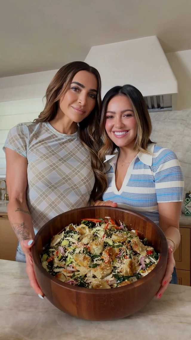 CHICKEN MINI WONTON CRUNCH SALAD, from your fav duo @kalejunkie & @erinnobrienn 🎊 You can get everything to make this salad from Trader Joe’s and make it quickly anytime the craving hits. Be sure to SAVE this post, SHARE with friends, and FOLLOW us both for more easy, delicious recipes like this 🫶🏻

Makes 4 servings
For the Dressing:
2 tsp grated ginger 
2 cloves garlic, grated
2 tb white miso paste 
2 tb low sodium soy sauce 
2 tb rice vinegar 
1 tb sesame oil
2 tb avocado oil 
2 tb lime juice 
1 tb toasted sesame seeds

For the Salad:
8 oz Tuscan Kale, ribs removed and greens thinly sliced
4 cups shredded green cabbage 
½ cup julienned carrots 
½ cup edamame 
½ cup sliced snap peas, chopped 
1 red bell pepper, thinly sliced 
½ small red onion, thinly sliced 
½ English cucumber, peeled and diced 
1 tb avocado oil
12 oz mini wontons (chicken & cilantro wontons from Trader Joes)
⅓ cup mint leaves, roughly chopped
⅓ cup Thai basil leaves, roughly chopped 
1 tb toasted sesame seeds, for garnish 

To make the dressing, add all of the ingredients to a mixing bowl and whisk until smooth. Set aside until ready to use. You can make this in advance and store in the fridge until ready to eat. To make the salad, add the kale to a mixing bowl and add 3 tablespoons of dressing. Massage the kale until its shiny and dark green. Add the cabbage, carrots, edamame, snap peas, bell pepper, red onion, and cucumber to the mixing bowl and set aside. Heat the oil over medium high heat. Add the wontons and cook, flipping occasionally until they’re crispy and warmed through, about 5 minutes. Transfer the wontons to the mixing bowl. Add the remaining dressing and toss to combine everything evenly. Top with mint, Thai basil, and sesame seeds.