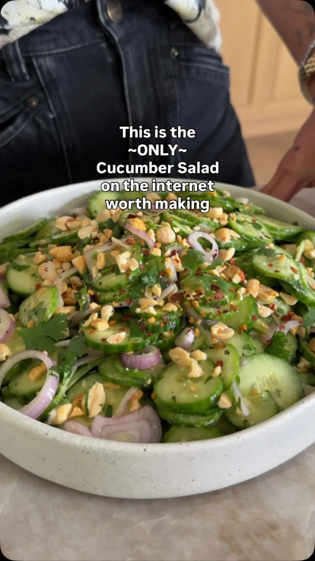 Follow me @kalejunkie and I will DM you the recipe for this Miso Lime Cucumber Salad — you can make it in 10 minutes and it might just change your life! So so good! #cucumbersalad