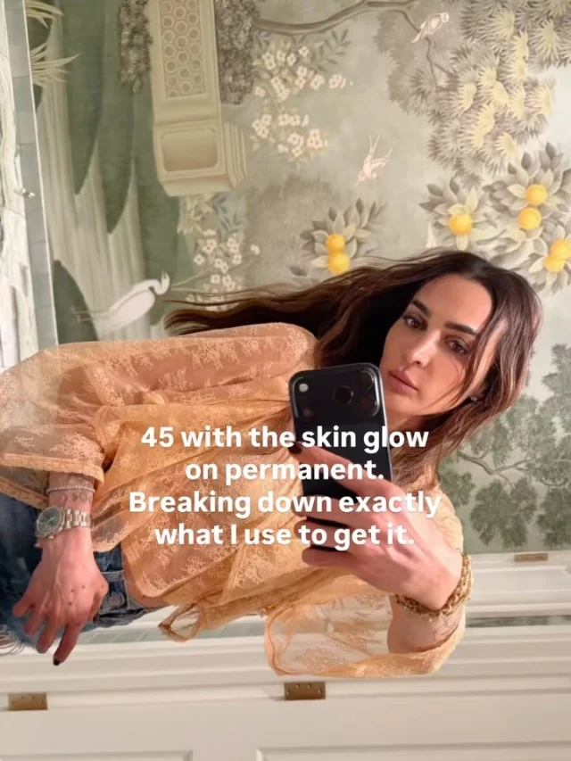Comment LINKS for my full am/pm skincare routine! You’ve been asking for this in my weekly Q&A, so here it is 🪄—after years of trying this and that, this is my current “skincare stack” for glowing, radiant skin at 45! Hope it’s helpful 🫶.