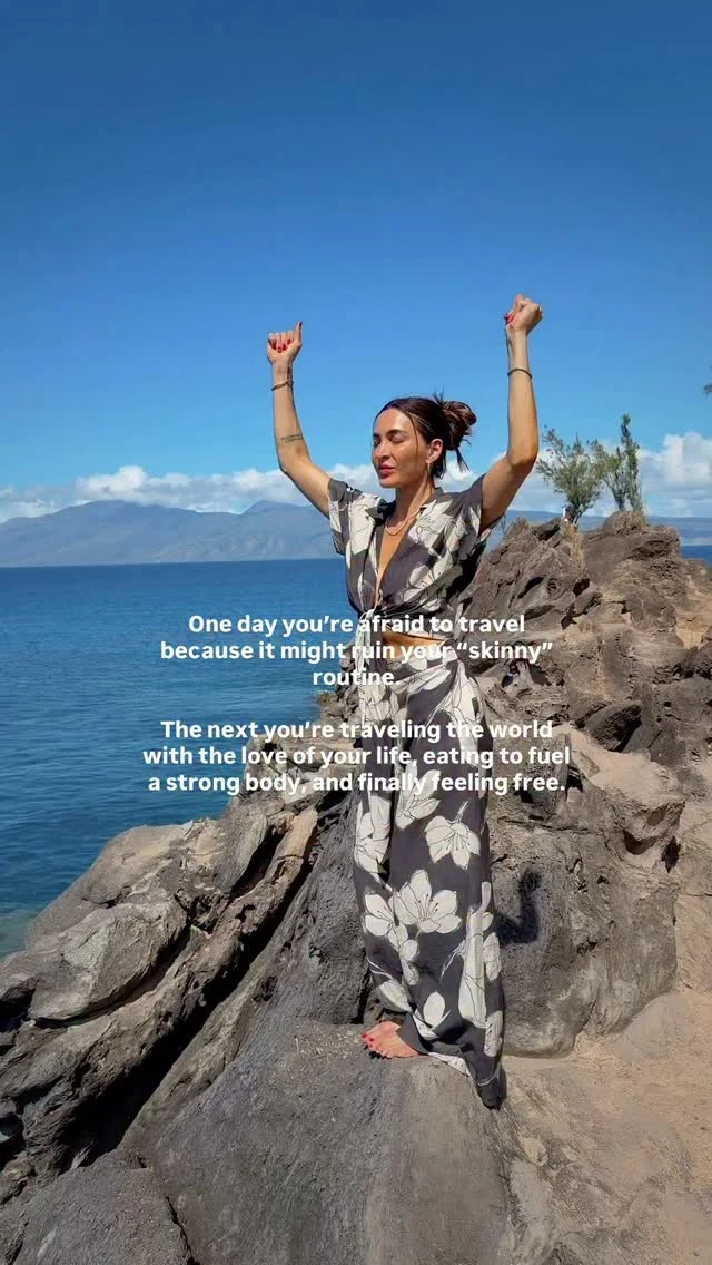 Most people see the me now, the strong me, but there was also a version of me who ate less than 1,000 calories a day, was afraid to travel, and canceled plans anytime they involved food. I spent years thinking that eating less was the answer, without realizing how much life I was missing. Turns out, eating more didn’t just make me stronger, it gave me the energy and freedom to actually live my life. If you struggle with this, just know if I can get to the other side, so can you. 

**For this trip, I stayed at @resortatkapaluabay in Maui and 10/10 recommend for incredible rooms, views, food & hospitality! 🌺